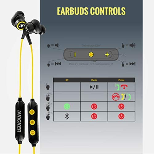 אוזניות אלחוטיות של Kicker Bluetooth | אוזניות הפחתת רעש פסיבי אוזניות עם מיקרופון מובנה עם בקרת נפח כפתור רב